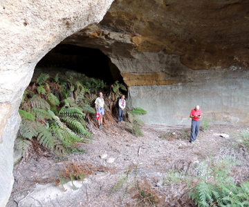 Ian Starkey, Joanna Armstrong and Michael Keats within the Stage Cave