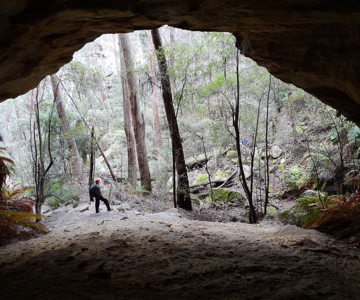 Viewing outwards from one of the overhangs